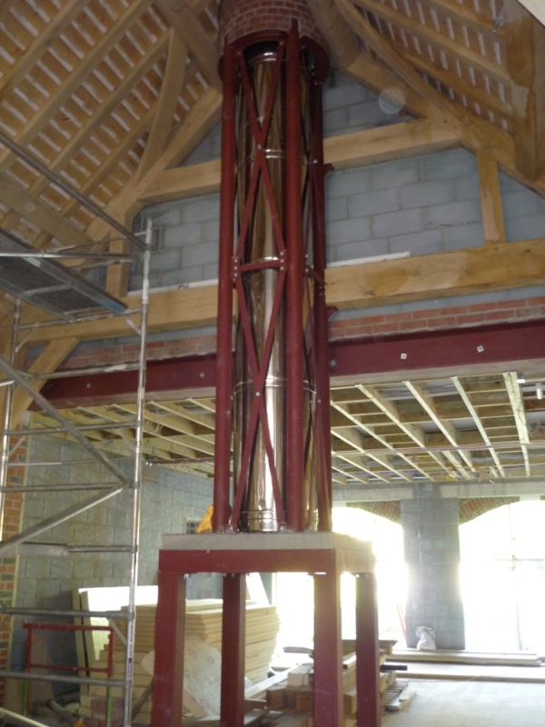 Flue installation inside steel frame
