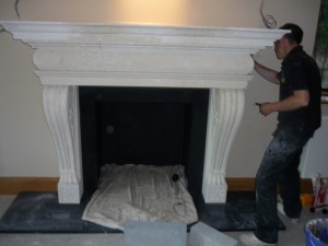Huge shelf added for large fireplace installation in Surrey