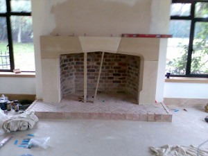 Large Tudor Limestone Fireplace in Guildford