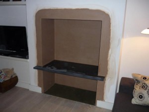 Slate shelf fitted for Brunel 2CB stove installation 