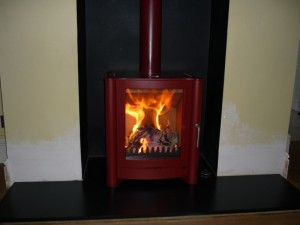 Firebelly stove installation in Mojave Red in Wandsworth 