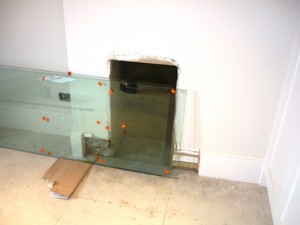 Preparing for the cast iron fireplace installation 