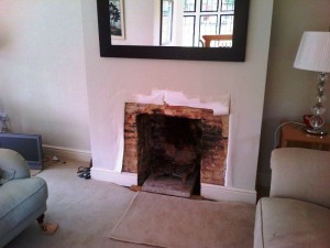 Limestone fireplace in Guildford: Original opening