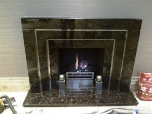 Granite Art Deco Fireplace: Hall fireplace completed