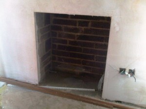 Limestone Hole in the Wall Fireplace: Study - original opening