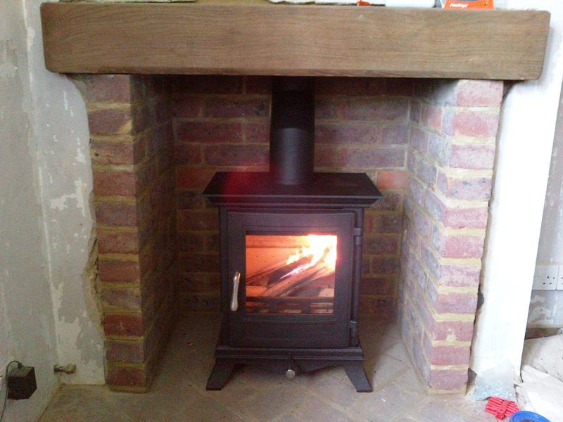 Small wood burning stove traditional style