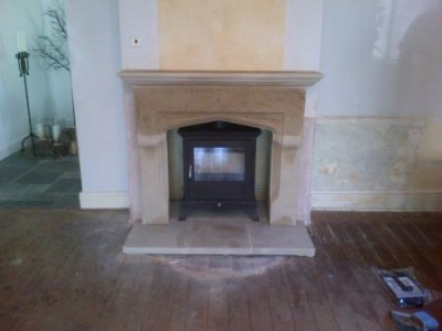 Chesneys Shelburne stone fireplace and Beaumont 8kw stove
