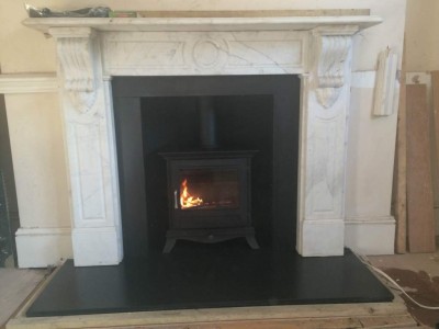 Beaumont stove in black 5kw installation in Balham